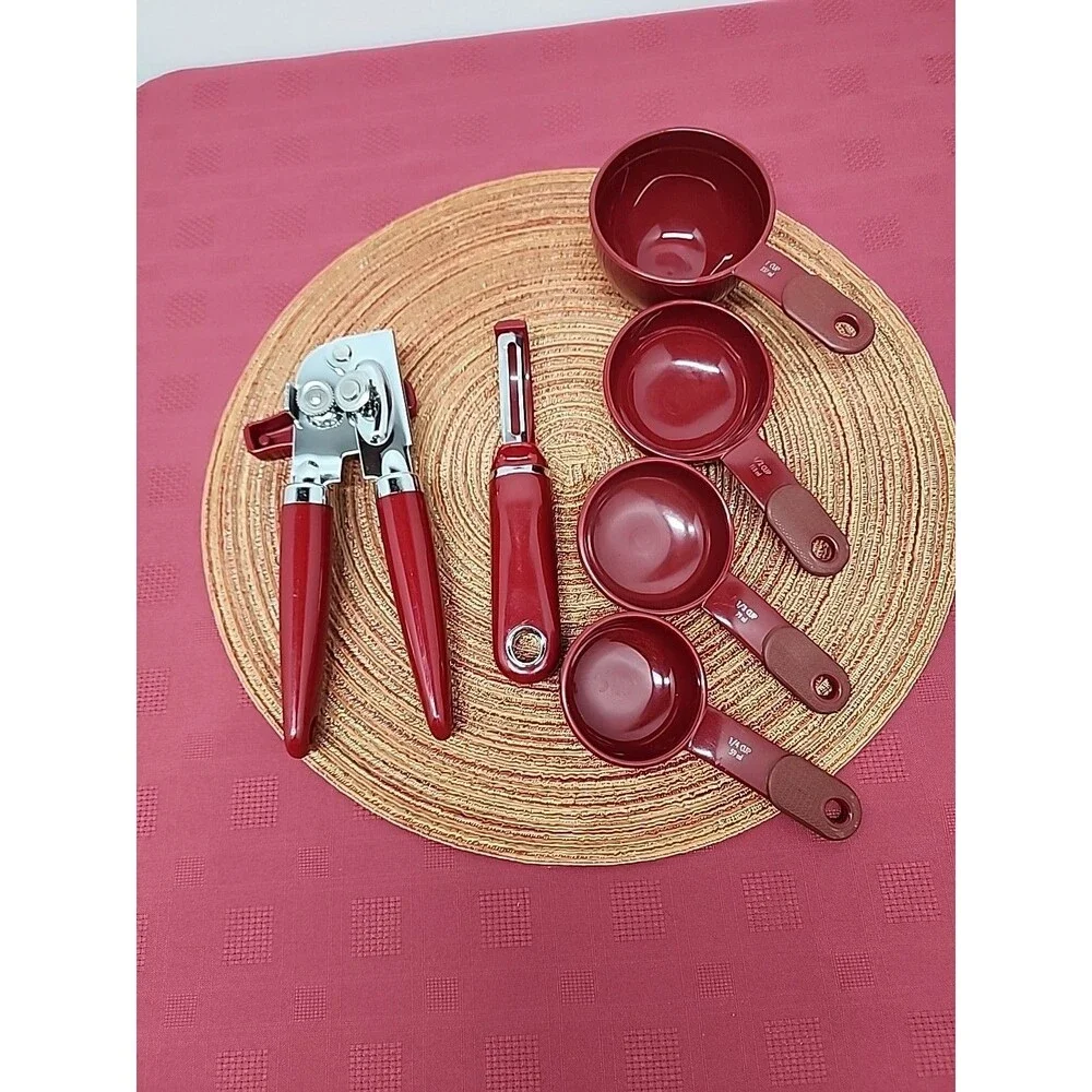 Kitchen Aid Kitchen Starter Kit Opener, Peeler And Measuring Cups Merlot